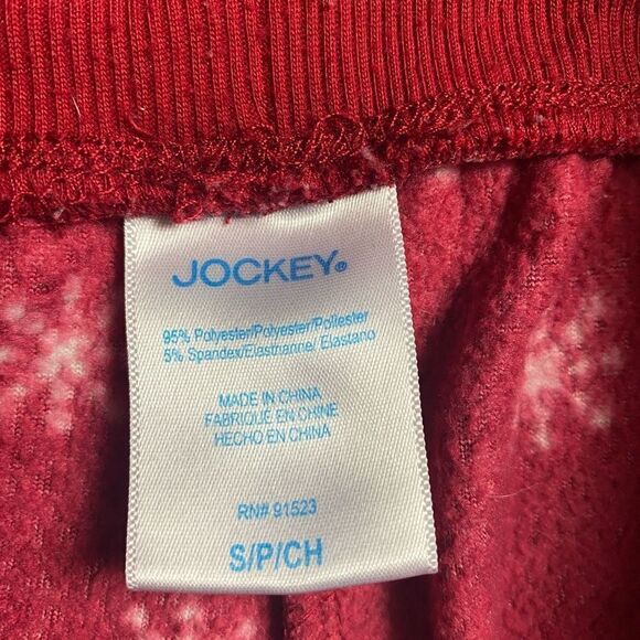 Jockey Red Snowflake Fleece Jogger Pajama Pants SZ S - Picture 6 of 6